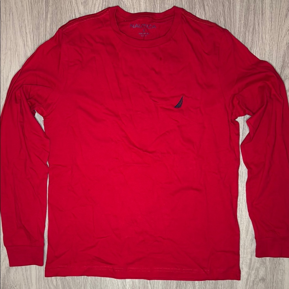 Nautica Men's Vibrant Red Long Sleeve Tee